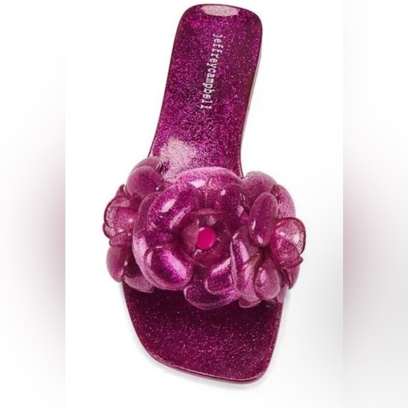 Jeffrey Campbell Floralee Women Glitter Pink Floral Jelly Sandals Size 9 NEW - Picture 4 of 10